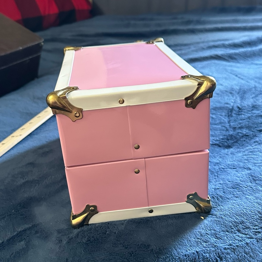 Pink & White Trunk Case with Brass Hardware